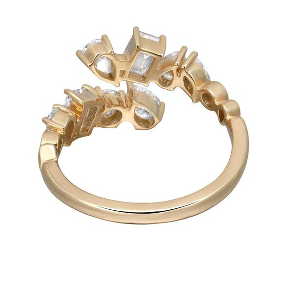 Multi Shape Lab Grown Diamond Bypass Ring 18K Yellow Gold 1.65Cttw - Picture 3 of 5